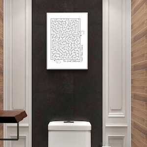 Funny Bathroom Maze Art Print: Toilet Paper Search (Digital Print)