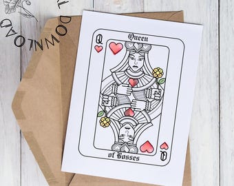 Queen of Bosses | Happy Boss' Day | Printable Card | 5 x 7 | 4 x 6