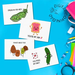 24 Lunch Box Notes | Funny Food Puns | Affirmations | Note Cards for Kids | Digital Download