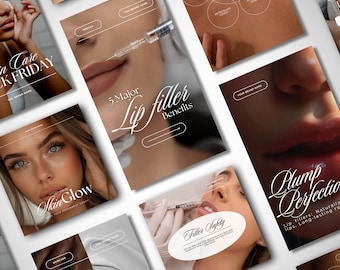 150 Medspa Social Media Templates | Editable Canva Templates for Botox, Fillers, Aesthetic Nurses & Skincare | Instagram Branding Kit Bundle