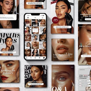 Medspa Social Media Templates Instagram Canva Templates for Botox Fillers, Aesthetic Nurses & Skincare Instagram Branding Kit Bundle Med Spa