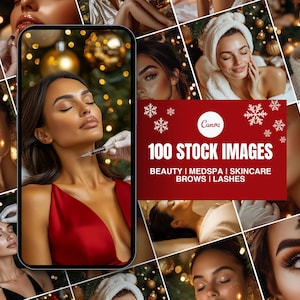 Holidays Medspa Stock Photos Bundle Christmas Aesthetic Skincare & Beauty Stock Images for Botox Fillers Aesthetic Nurses  Brows Lashes AI