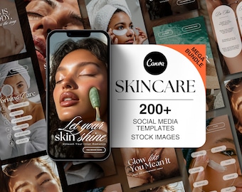 Hautpflege Instagram Canva Vorlagen & Bilder bündeln Kosmetiker Med Spa Social Media Branding Kit Botox Hautpflege Marketing Vorlagen