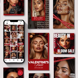 Valentine&#39;s Day Medspa Instagram Templates Med Spa Posts Canva Templates for Botox Fillers Aesthetic Nurses & Skincare Nurse Injectors Promo