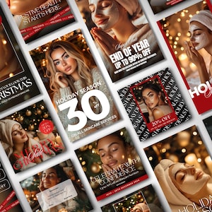 Feestdagen Huidverzorging Instagram-sjablonen Beautyflyer Kerstberichten MedSpa-canva-sjablonen voor esthetische huidverzorging Sociale media schoonheidsspecialiste