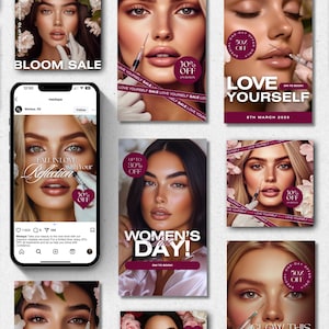 Medspa Instagram Templates Women&#39;s Day Canva Templates for Botox Fillers Aesthetic Nurses Injector Nursing Templates Filler and Botox Post