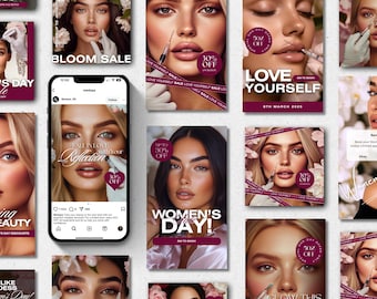 Medspa Instagram Templates Frauentag Canva Templates für Botox Fillers Aesthetic Nurses Inector Nursing Templates Filler and Botox Post