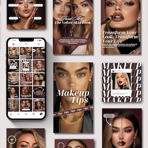Makeup Artist Instagram Templates Beauty Salon Branding MUA Social Media Bundle Instagram Posts & Stories for Makeup Studio Canva Templates