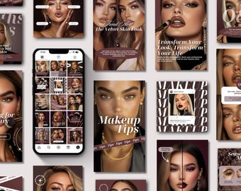Makeup Artist Instagram Templates Beauty Salon Branding MUA Social Media Bundle Instagram Posts & Stories for Makeup Studio Canva Templates