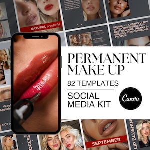 Microblading Instagram Templates | Editable Canva Templates for Beauty Branding | Permanent Makeup Social Media Kit for Brow Tech & Lashes