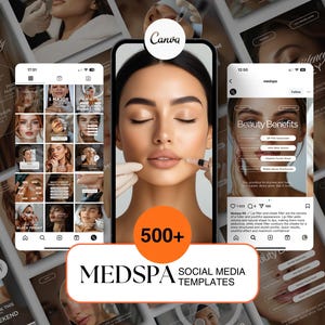 Medspa Social Media Templates Bundle Canva Med Spa Template for Botox, Fillers, Nurse Injector & Skincare Instagram Post Branding Kit Bundle