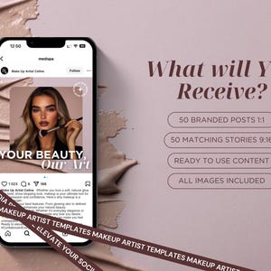 Makeup Artist Instagram Templates Beauty Salon Branding MUA Social ...