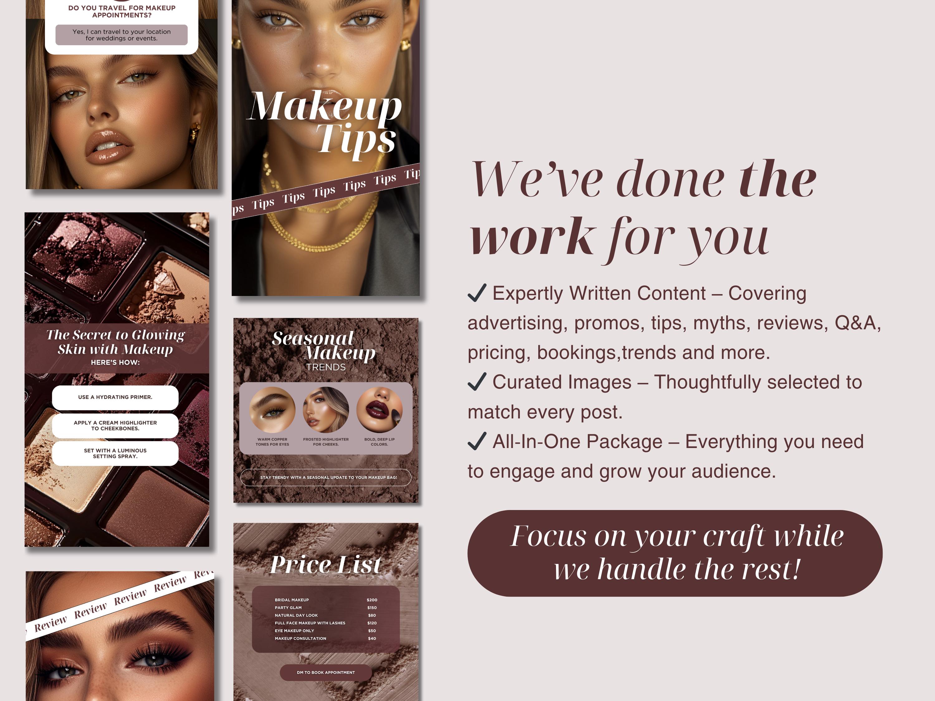 Makeup Artist Instagram Templates Beauty Salon Branding MUA Social ...