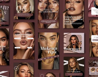Makeup Instagram Templates | Makeup Studio Social Media Kit | Beauty Salon Branding Bundle MUA Instagram Posts & Stories for Makeup Artist