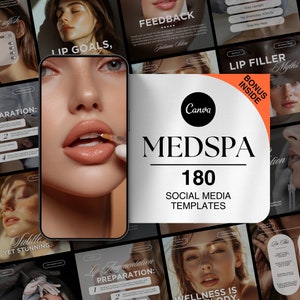 Medspa Social Media Templates Editable Canva for Botox Fillers Aesthetic Nurses Skincare Instagram Bundle Instagram Template Aesthetics