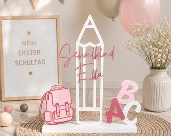 Soporte decorativo para el primer día de clases, matrícula, primer grado, escolar. Opcionalmente, se puede personalizar con el nombre del niño.