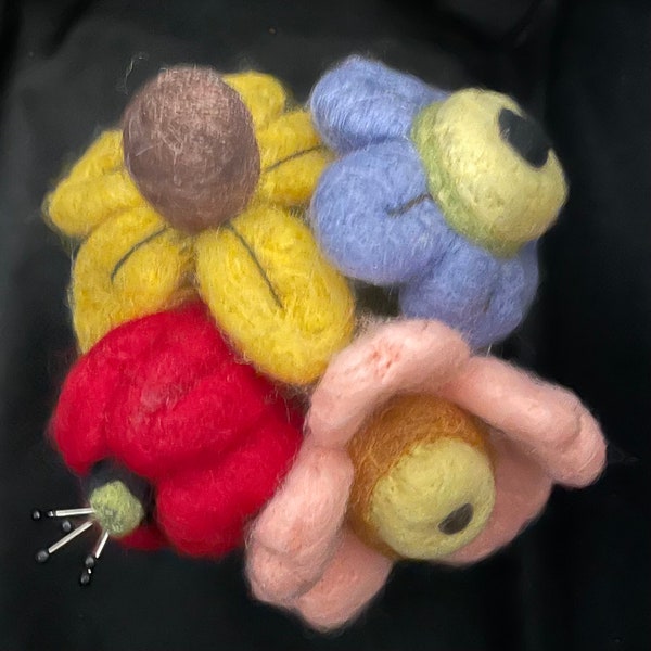 PINCUSHION—“Pretty Posies”—great for Mother’s Day, quilters, gift, Spring, sewing enthusiast, felted wool product, gift