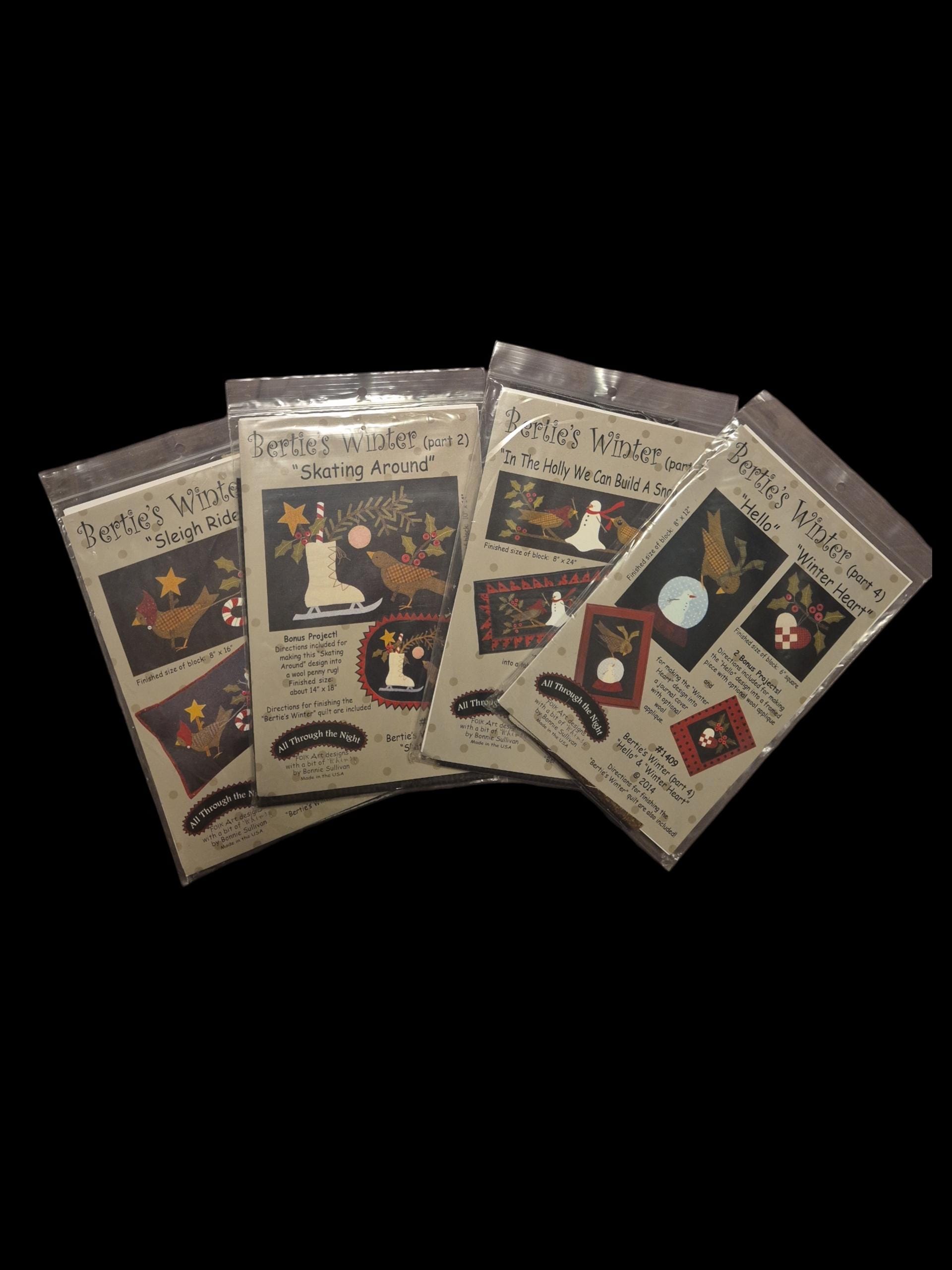 Bertie's Winter Christmas Wool Applique COMPLETE Quilt Pattern 1-4