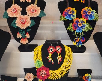 Mexican huichol Handmade beaded necklaces. Gifts for her