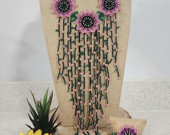 Huichol art handmade beaded necklace set, handmade Mexican accessories, gifts for her. Collares mexicanos