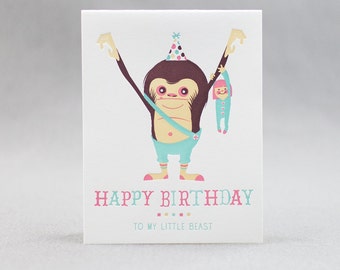 Letterpress Birthday Card, My Little Beast (girl)