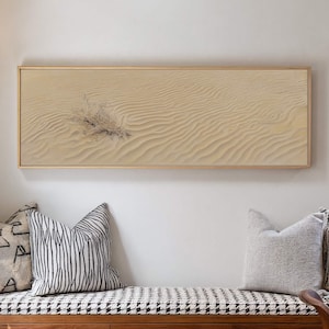 Minimalist Desert Canvas Wall Art, Neutral Sand Landscape Painting, Modern Nature Wall Decor, Framed Beige Muted Artwork for Living Room