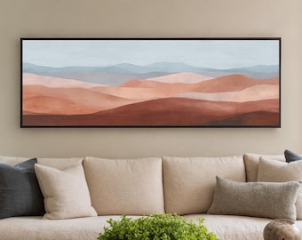 Abstract Mountain Canvas Print, Terra Cotta Landscape, Boho Wall Art
