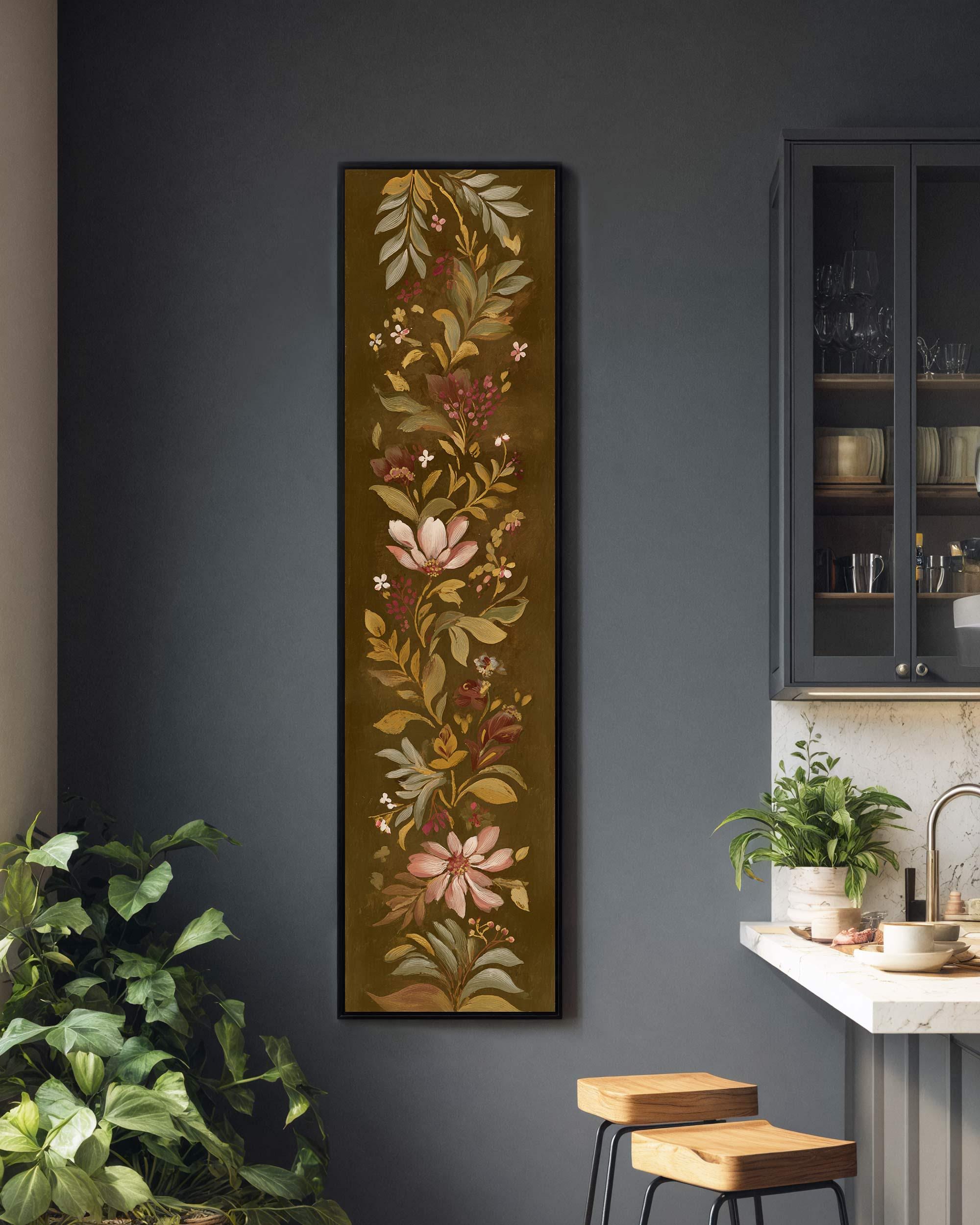 Dark Floral Vertical Wall Art, Vintage Botanical Moody Canvas Print - Etsy