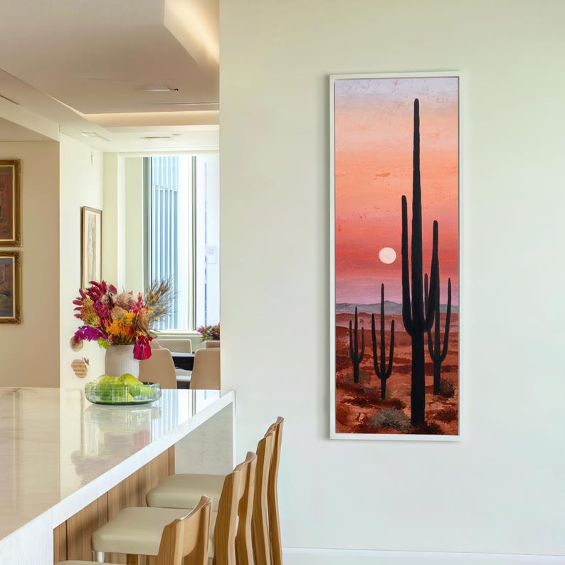 Saguaro Cactus Sunset Wall Art, Desert Landscape Print, Southwest ...