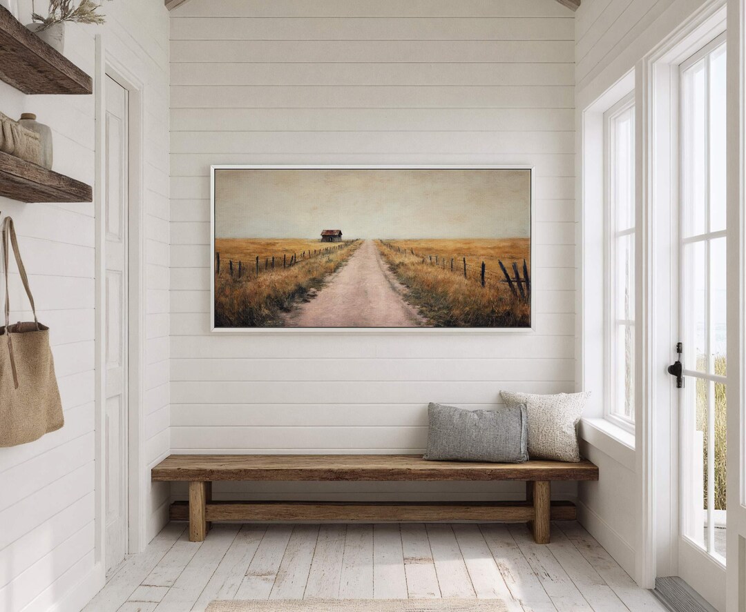 Rustic Farmhouse Canvas Print, Country Road, Prairie Barn Wall Art - Etsy