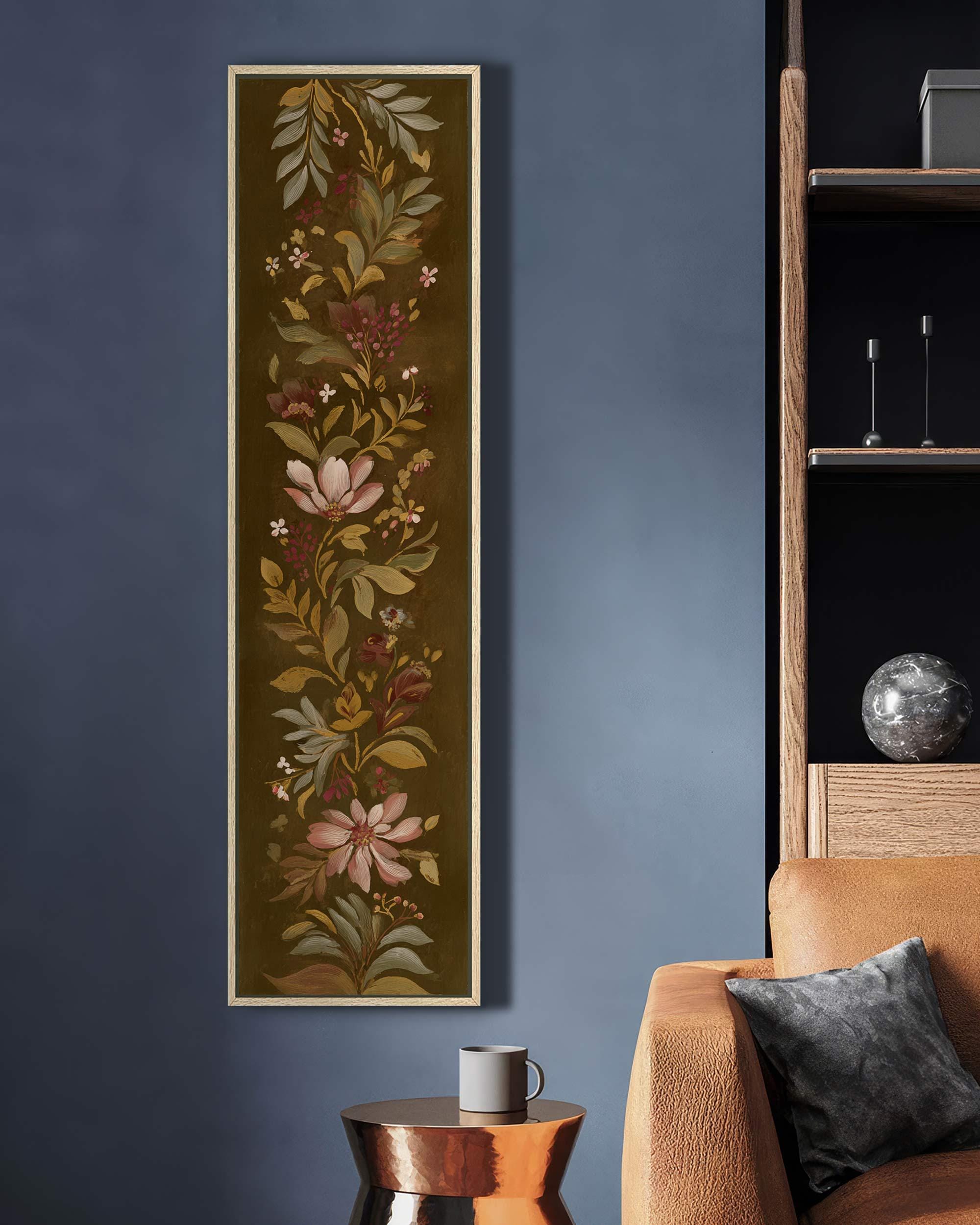 Dark Floral Vertical Wall Art, Vintage Botanical Moody Canvas Print - Etsy