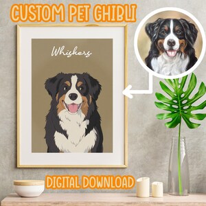 Custom Pet Portrait for Dogs/Cats, Ghibli Style Pet Portrait, Cute Cartoon Pet Portrait, Pet Lover Gift, Cute Pet Art from Photo, Anime Dog
