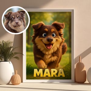 Personalized a 3D cartoon-style movie poster, Pixar-inspired, Custom Cartoon Pet Portrait, Dog, Cat Cartoon Poster, Wall Art for Pet Lovers