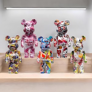Decorative Bearbrick Graffiti Statue Modern Bearbrick Replica Hypebeast Figures Unique Hypebeast Gift for Figurine Lovers