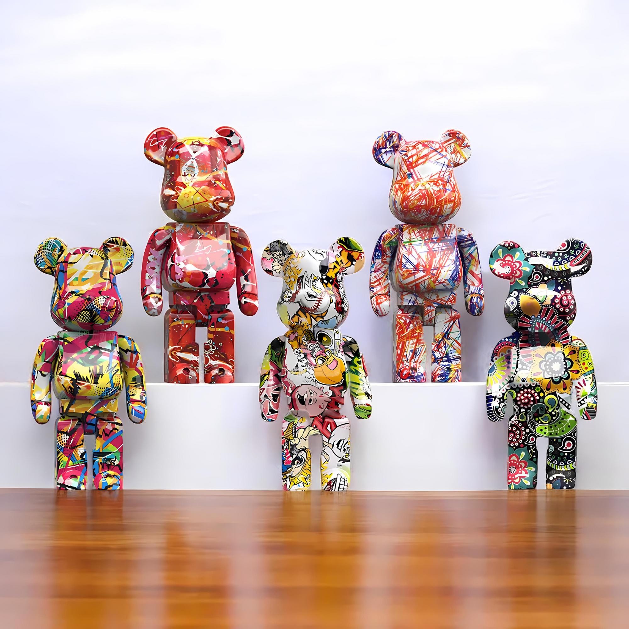 Bearbrick 400% (28cm) - Figurine Ours Décorative En ABS/Vinyl, Coloris Or - Idée Cadeau Collection