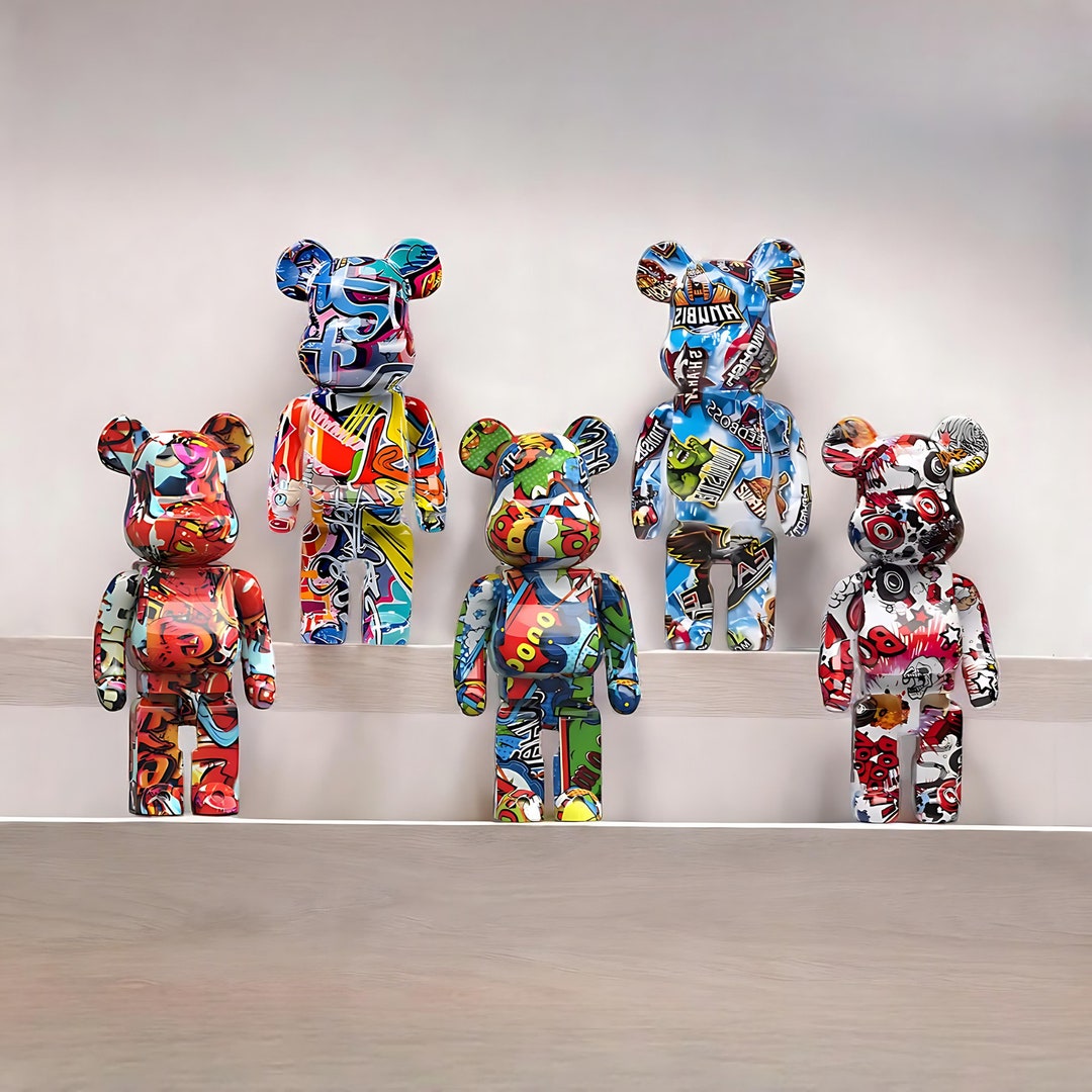 Bearbrick Replica Statue Graffiti Bear Modern Bearbrick Ornament
