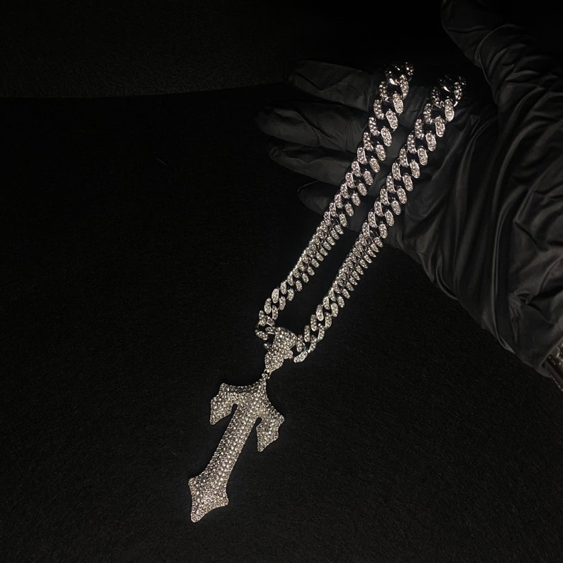 Trapstar Iced Out Cuban Chain for Men Etsy UK