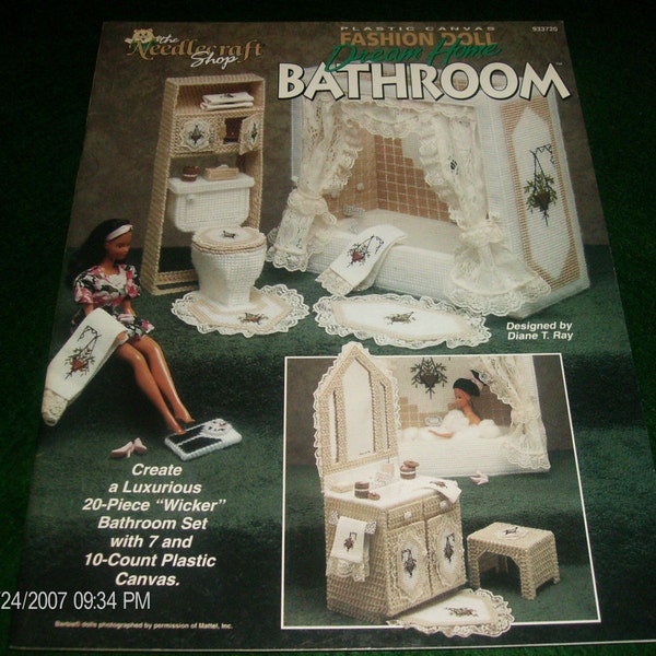 Plastic Canvas Toy Patterns Fashion Doll Dream House Bathroom Needlecraft Shop 933720 Pattern Leaflet