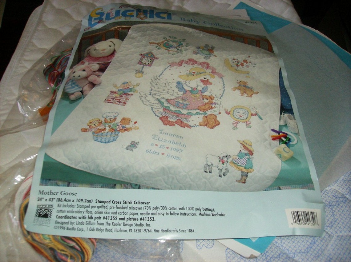 Bucilla Mother Goose 41351 Stamped for Cross Stitch Baby Quilt Etsy