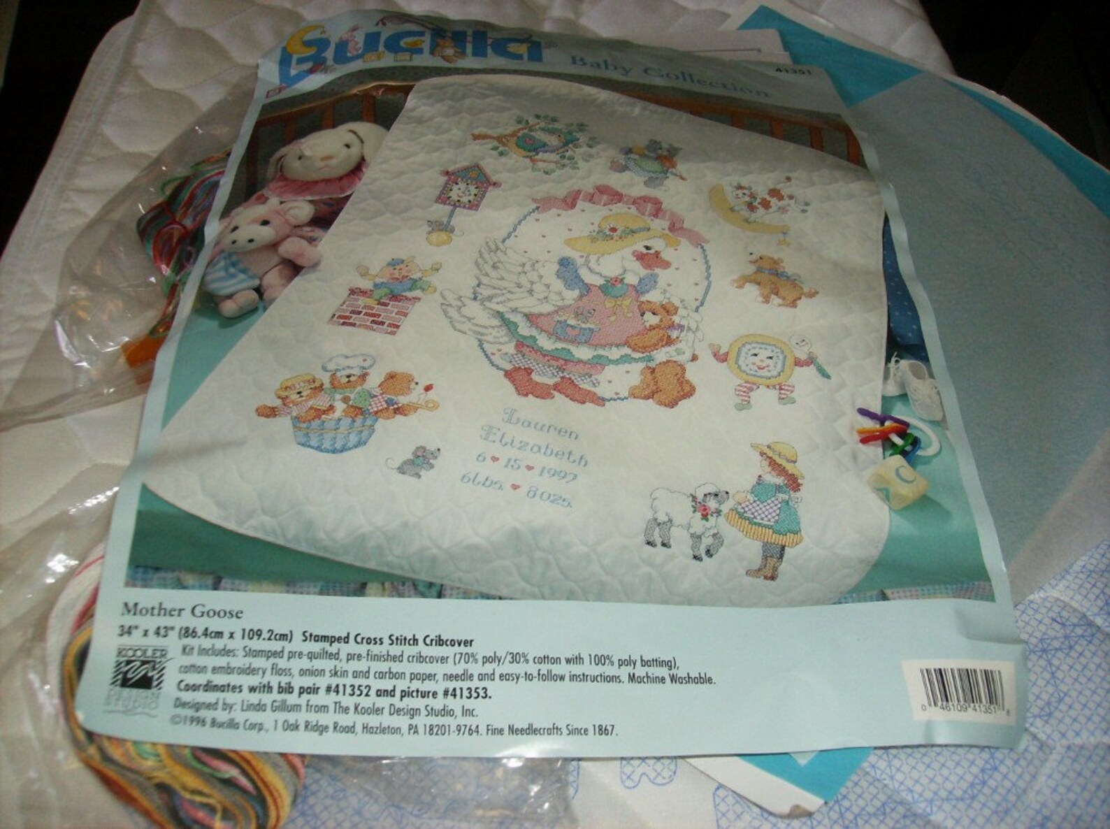 Bucilla Mother Goose 41351 Stamped for Cross Stitch Baby Quilt Etsy