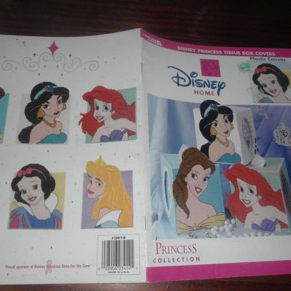 Disney Plastic Canvas Princess Tissue Box Covers Leisure Arts 3414 Plastic Canvas Leaflet