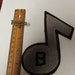 Varsity Letterman Jacket Applique Musical Note Purple and Grey Music With Band Stick Pin