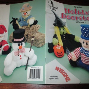 Stuffed Character Crocheting Holiday Doorstops Volume 1 Annie&#39;s Attic 871411 Crochet Pattern Leaflet Cynthia Harris