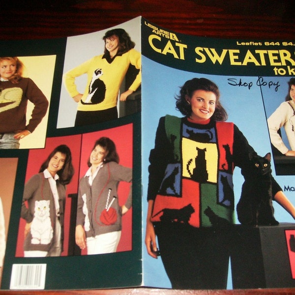 Cat Sweaters Leisure Arts 644 Knitting Pattern Leaflet Yanich