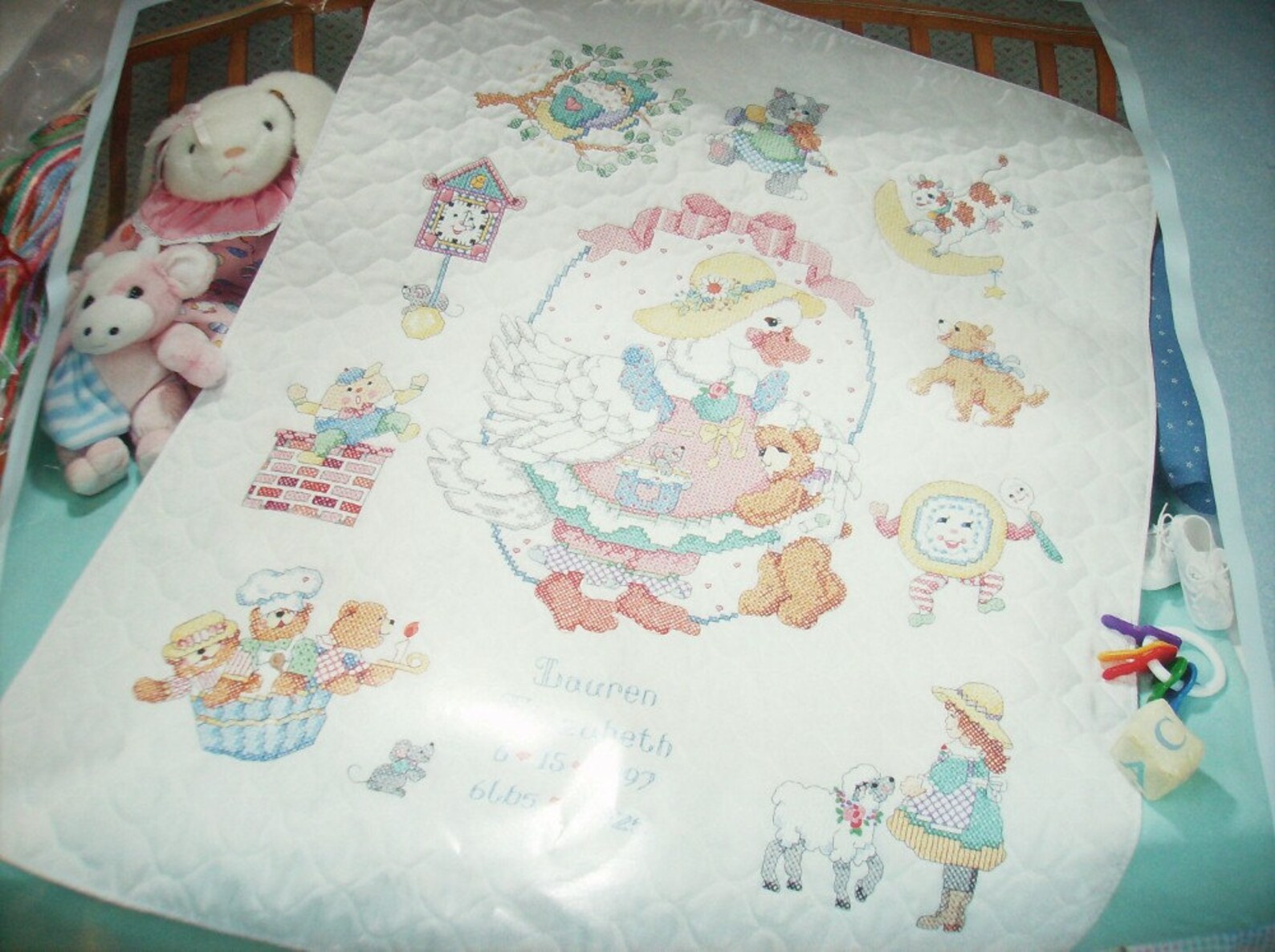 Bucilla Mother Goose 41351 Stamped for Cross Stitch Baby Quilt Etsy