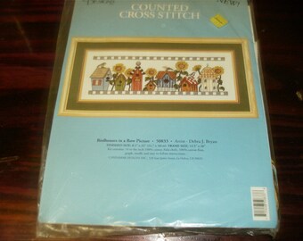 Complete Kit Birdhouses in a Row Candamar 50833 Counted Cross Stitch Kit Bird House