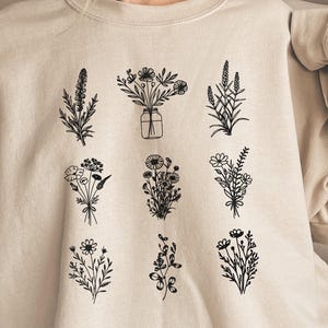 Design de arte floral minimalista em SVG botânico para presente Cricut para amantes de jardins, camiseta estética da natureza para mães, presente faça você mesmo para o dia das mães