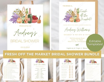 Fresh Off the Market Farmers Market Bridal Shower Bundle, Bridal Shower Editable Templates