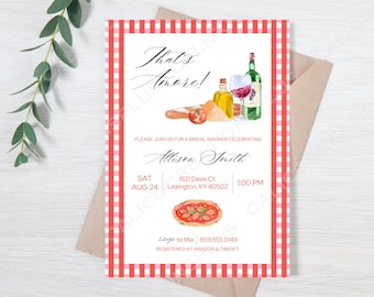 That's Amore Bridal Shower Invitation Editable Template, Italy Pizza & Wine Wedding Shower Invitation