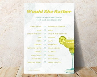 Margaritas com os Jogos da Sra. Bridal Shower, Ela Prefere Jogo Margs e Modelo Editável de Matrimônio
